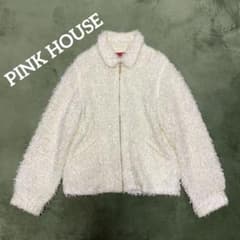 せる❰ピンクハウス❱新品プードルファーブルゾン ピンクハウス PINK HOUSE プードルファー ジップ ブルゾン アイボリー