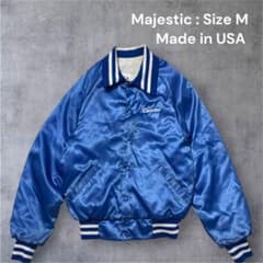80s-90s USA製 Majestic スタジャン ブルー M 企業ロゴ