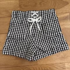 ［681］バックリボンのショートパンツ　パペルラピス　チェック　140