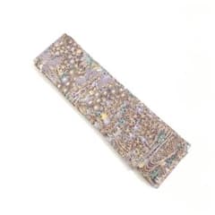 美品　角帯　正絹　茶屋辻柄　紫　個性派　全通　長さ428　リサイクル