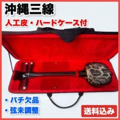 沖縄三線 人工皮 本体 ハードケース付 バチ欠品 弦未調整 - メルカリ