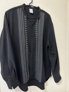 Casper John ブラック刺繍長袖シャツ Mサイズのサムネイル