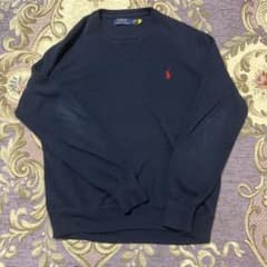 POLO RALPH LAUREN　ニット　セーター　クルーネック　ネイビー　綿のサムネイル