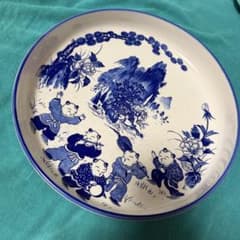 染付 皿 唐子 山水画 陶磁器のサムネイル