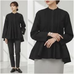 極美品 25ss カレンソロジー エアリーフレアブラウス ブラック 黒