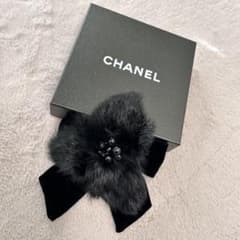 CHANEL ブラック フラワーリボンコサージュのサムネイル