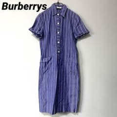 BURBERY バーバリー ストライプ ワンピース 6y 116cm 希少/ヴィンテージ】バーバリー ストライプ シャツワンピース 40 L 青
