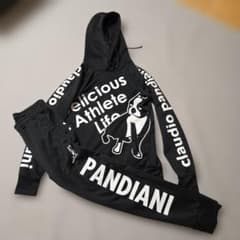 PANDIANI 上下セットフード付きブラックジャージのサムネイル