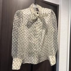 ZARA ドット柄 シアーブラウス ボウタイ 長袖のサムネイル
