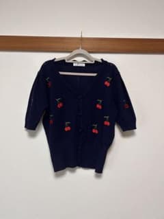 pralines さくらんぼ刺繍 カーディガン ネイビーのサムネイル