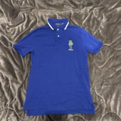POLO クマ刺繍 青 ポロシャツのサムネイル