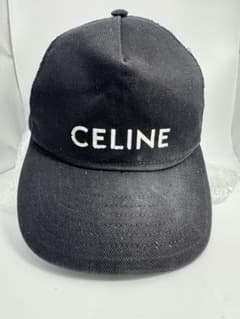美品】CELINE セリーヌ ロゴ キャップ メッシュ黒ベースボールキャップ