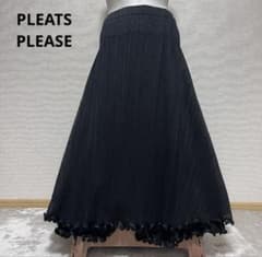極美品 プリーツプリーズ イッセイミヤケ フリルティアード フレア