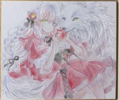 オリジナル手描きイラスト 赤ずきん 狼 色紙 水彩 原画 - メルカリ
