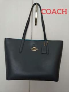 【極美品】COACH ショルダー トートバッグ　ネイビー（f37871) A4可 極美品】COACH ショルダー トートバッグ ネイビー（f37871) A4可