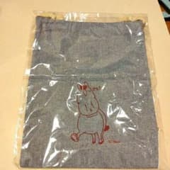 《新品　非売品》オガワジュリさん馬イラスト付きグレー布バッグ