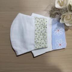 花柄刺繍コットンマスクカバーのサムネイル
