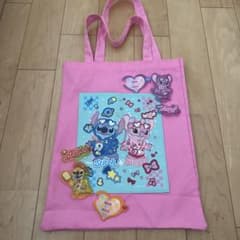 Disney Stitch & Angel 토트 백 아크릴 스탠드 포함