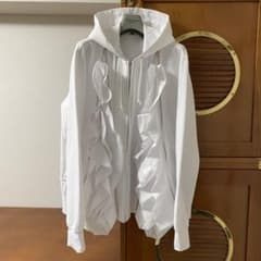 コムデギャルソンオムプリュス 26SS フリル ジップパーカー ホワイト M