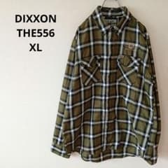 USA古着 DIXXON 長袖ネルシャツ モスグリーンカーキ系 チェックバイカー