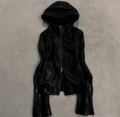 00s ハイネック 変形 レザージャケット フード y2k 平成 アーカイブ