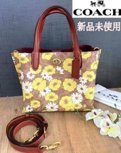 新品コーチハンドバッグ シグネチャー ウィロウ 花柄 ミニトート 