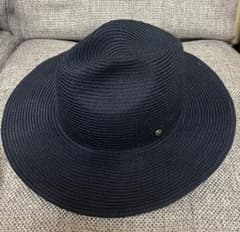 【美品】OVERRIDE ネイビーストロー風ハット 60cm