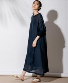 Audrey and John Wad ネイビー シアー 半袖ワンピース