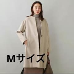 美品!!UNTITLED カシミヤ混ノーカラーコート　Mサイズのサムネイル