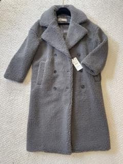 【新品タグ付き】ZARA ボアロングコート XS グレーのサムネイル