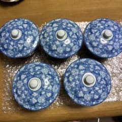 たち吉 蓋付き湯呑み 5客セット 橘吉 唐草 染付 茶器のサムネイル