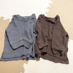 子ども服　ワッフル　長袖　80 秋冬　くすみカラーのサムネイル
