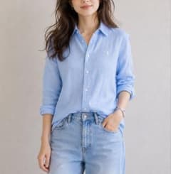 【美品】✨ポロラルフローレン大人気サックスブルーオーバーサイズリネンシャツ 美品】✨ポロラルフローレン大人気サックスブルーオーバーサイズリネン