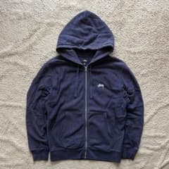 stussy ステューシー ジップ パーカー NYV ネイビー 刺繍ロゴ - メルカリ