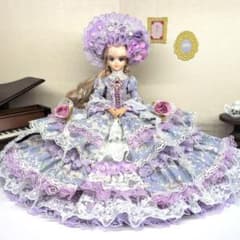 ジェニーフレンド27cmドール服 紫と白百合のドレス - メルカリ