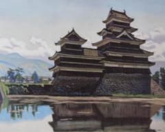 石井柏亭、松本城、限定希少画版・大判コロタイプ、信州名画、新品高級額装付 石井柏亭、松本城、限定希少画版・大判コロタイプ、信州名画、新品高級