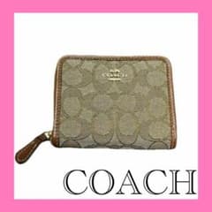 新品 コーチcoach 財布 二つ折り ブラウン シグネチャー カード ミニ