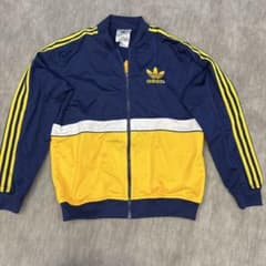 adidas ジップアップジャケット ネイビー/イエロー　古着のサムネイル