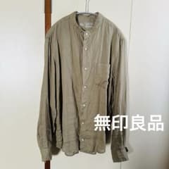 無印良品 MUJI リネン バンドカラーシャツ 長袖 Lサイズ　カーキ　メンズのサムネイル