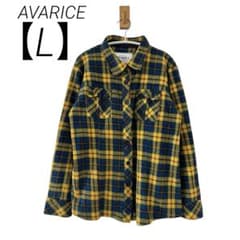 0249 AVARICEレディースチェック柄長袖シャツ黄色青系Lサイズ秋冬