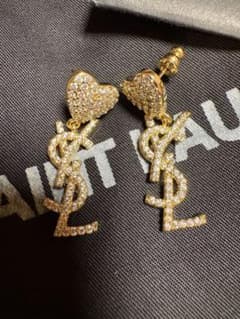 SAINT LAURENT ハート YSL ロゴ ピアス