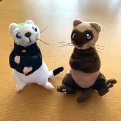 しあわせソウのオコジョさん　ぬいぐるみ 「オコジョ番長」「タッチン」　セット売のサムネイル
