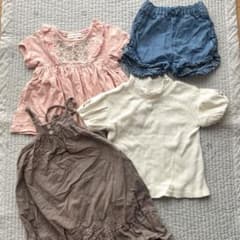 女の子キッズ 80cm4点セット トップス ショートパンツ ワンピースのサムネイル