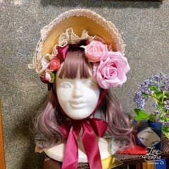 ハンドメイド★ロリータ麦わらボンネットのサムネイル