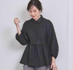 【美品】ユナイテッドアローズ エアリージャカード2wayペプラムブラウス 美品】ユナイテッドアローズ エアリージャカード2wayペプラムブラウス