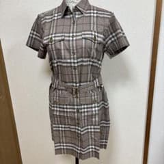 人気】バーバリー ロンドン ひざ丈シャツワンピース ベルト チェック柄