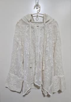 2WAY MESH DAMASK EMBROIDERY HOOD BLOUSE - メルカリ