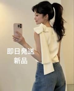 紙タグ付き 正規品 Bibiy DONNA RIBBON TOP ホワイト - メルカリ