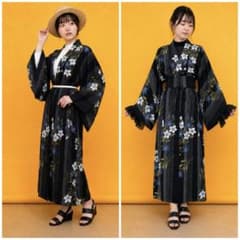 浴衣 リメイク ワンピース 簡単和洋折衷コーデ フリーサイズ 大きめ