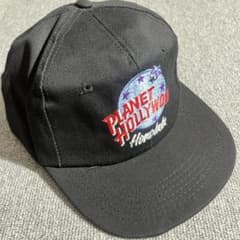 90s USA製 プラネット ハリウッド ロゴ ブラック キャップ 古着 レトロ
